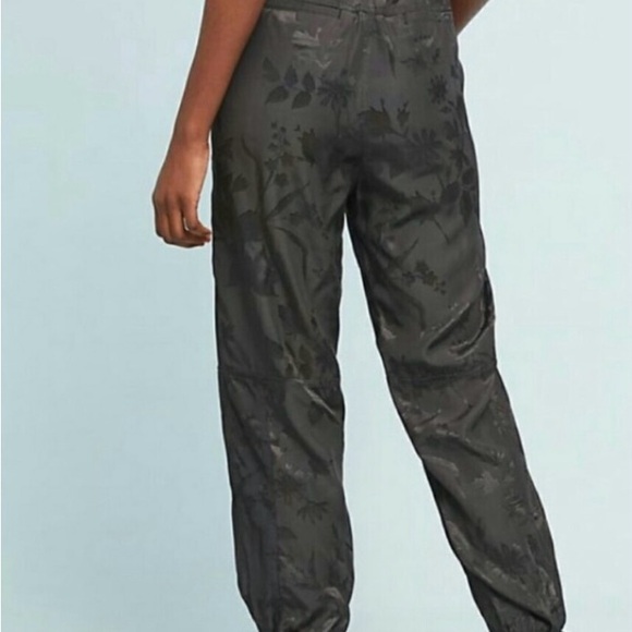 Anthropolie Black Satin Flower Embossed Pants - Picture 9 of 10